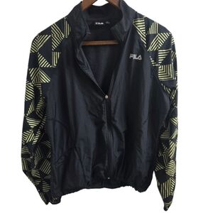 Fila Black Jacket with Yellow Geometric Design